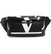 Valentino V-logo Leather Belt Bag - Black In Black White