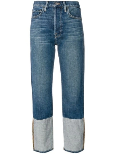 Frame Le Original Cuffed High-rise Boyfriend-fit Jeans In Denim