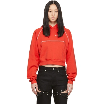 Alyx Cropped Cotton Hoodie In 033 Red