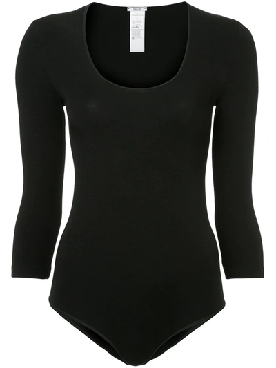 Wolford Cropped Sleeve Body In Black