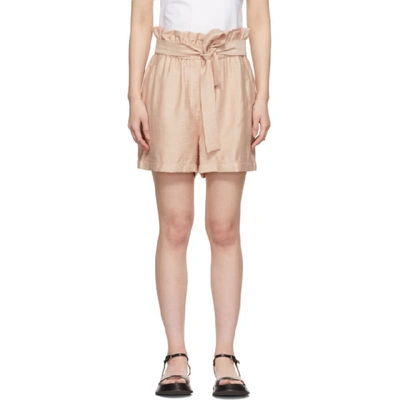 3.1 Phillip Lim / フィリップ リム Belted Ruffle-trimmed Sateen Shorts In Blush