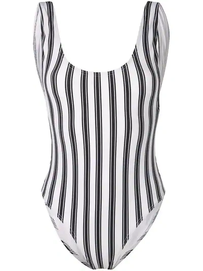 Cynthia Rowley Striped Boca One-piece Swimsuit In White ,black