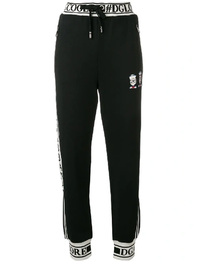 Dolce & Gabbana Logo Trimmed Track Trousers In Black