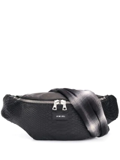 Amiri Flannel Belt Bag In Black