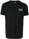 Ea7 Train Logo Stretch Cotton Jersey T-shirt In Navy