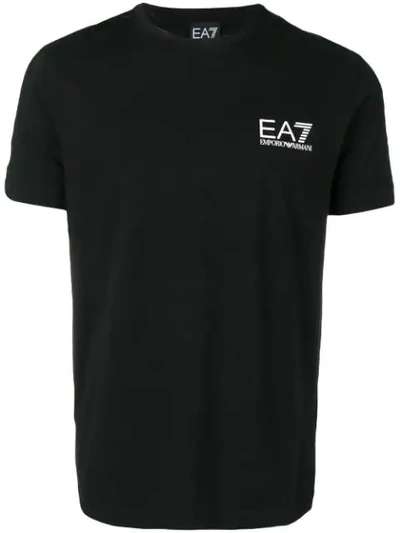 Ea7 Train Logo Stretch Cotton Jersey T-shirt In Black