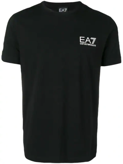 Ea7 Train Logo Stretch Cotton Jersey T-shirt In Navy