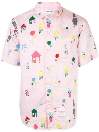 Thom Browne Printed Cotton Shirt In Pink