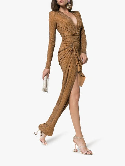 Alexandre Vauthier Verzierte Dressing Gown Mit V-ausschnitt - Braun In Brown
