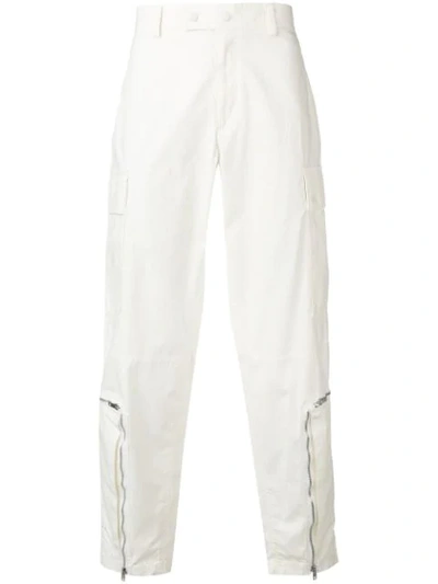 Helmut Lang Zipped Hems Trousers In White
