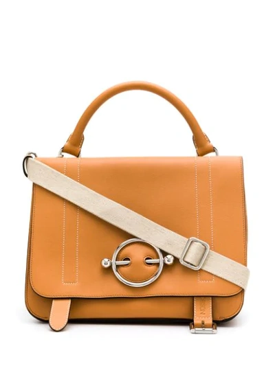 Jw Anderson Large Contrast Stitching Disc Satchel In Neutrals