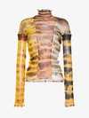 ASAI ASAI TIE-DYE PANELLED MESH TOP,HO5MULTIBROWNS13704617