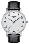 TISSOT EVERYTIME LEATHER STRAP WATCH, 42MM,T1096101603200