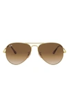 Ray Ban 58mm Polarized Aviator Sunglasses In Light Brown Gradient