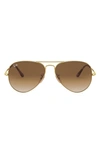 Ray Ban 58mm Polarized Aviator Sunglasses In Gold/ Brown Gradient