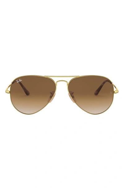 Ray Ban 58mm Polarized Aviator Sunglasses In Gold