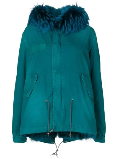 Mr & Mrs Italy Fur Trim Hooded Parka In Blue