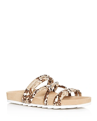 J/slides Tess Strappy Slide Sandal In Natural Embossed Leather