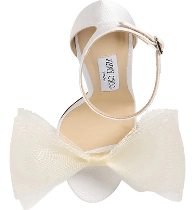 Jimmy Choo Aveline 100 Bow-embellished Grosgrain Sandals In Latte/latte