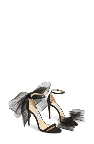 Jimmy Choo Aveline Bow Ankle Strap Sandal In Black