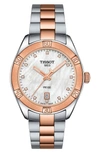 Tissot T-classic Pr 100 Bracelet Watch In Silver/ Mop/ Rose Gold