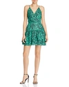 Wayf Tombly Ruffled Leopard Print Mini Dress In Green Leopard Print