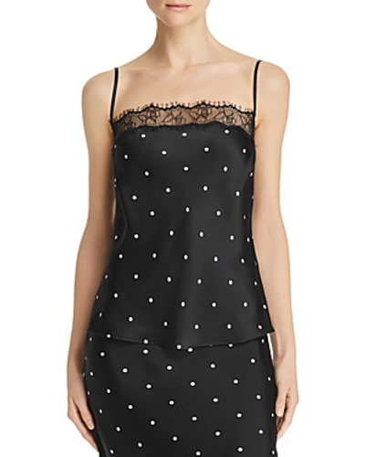 Anine Bing Monroe Dotted-silk Camisole Top In Black