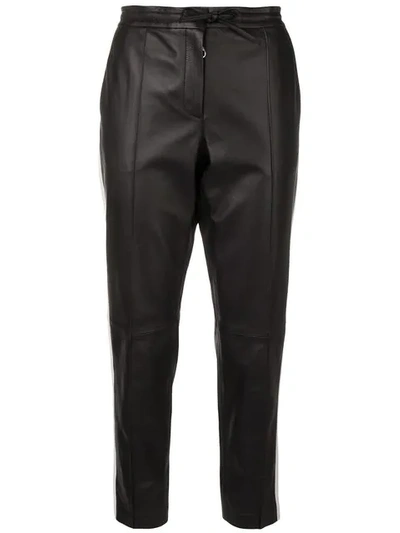 Yves Salomon Lightweight Tuxedo Stripe Pants In Black