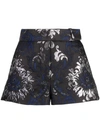 VERA WANG GROMMETED EMBROIDERED SHORTS