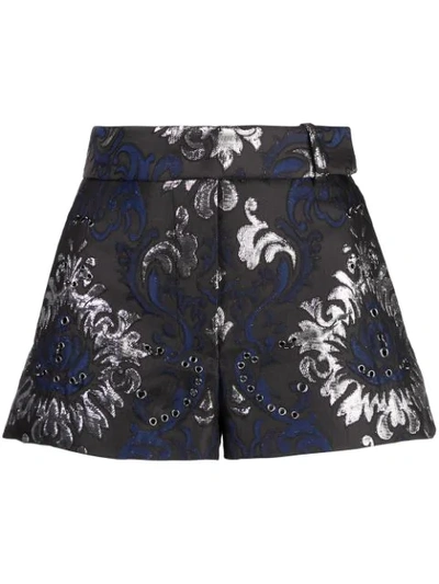 Vera Wang Grommeted Embroidered Shorts In Black