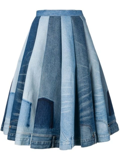 Junya Watanabe Jean Panel Skirt In Blue