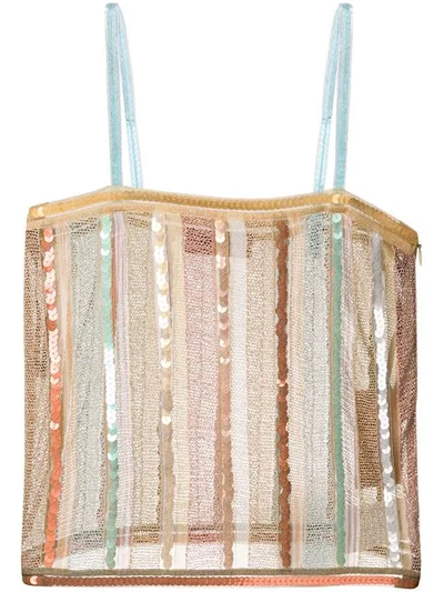 Missoni Sewn-in Sequin Knit Cami Top In Neutrals