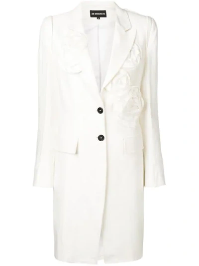 Ann Demeulemeester Flower Appliqué Coat In White