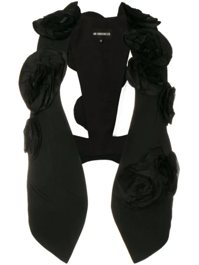 Ann Demeulemeester Flower Appliqué Waistcoat - 黑色 In Black