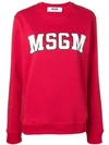 Msgm College Logo Sweatshirt In Red