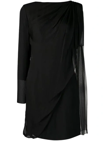 Lanvin Draped Overlay Dress In Black