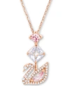 SWAROVSKI ROSE GOLD-TONE CRYSTAL ICONIC SWAN PENDANT NECKLACE, 14-7/8" + 2" EXTENDER