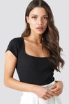 CHLOÉ Ribbed Squared Top Black