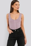 NA-KD Button Ribbed Tank Top Purple