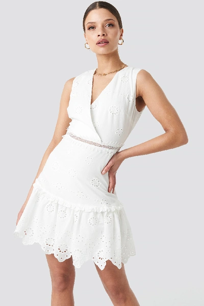Trendyol Brocade Mini Dress - White In Ecru