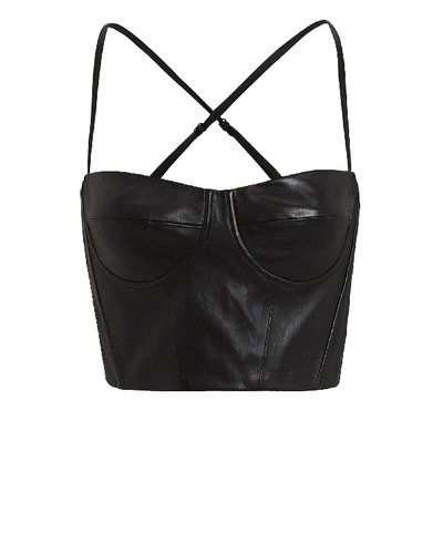 Mason Black Leather Bustier Top