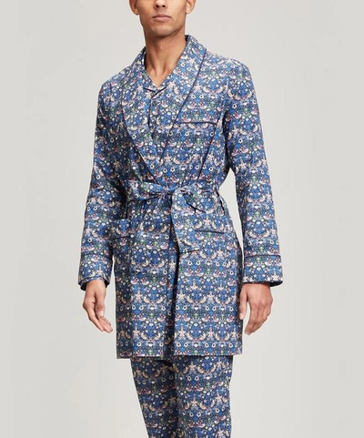 Liberty London Strawberry Thief Tana Lawn' Cotton Short Dressing Gown In Navy