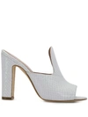 PARIS TEXAS HIGH-HEELED MULES WITH EMBOSSED EFFECT