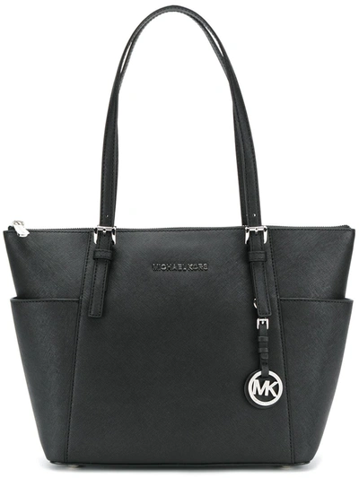 Michael Michael Kors Front Brand Logo Shoulder Bag In Black