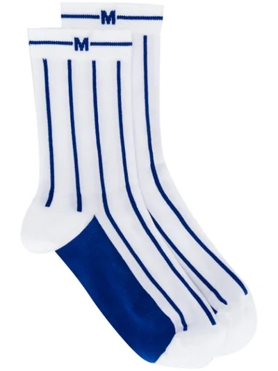 Msgm Stripe Knit Socks - Blue