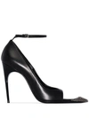 SAINT LAURENT black Palace 105 stud embellished cutout leather pumps