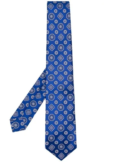 Kiton All-over Pattern Tie In Blue