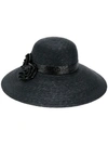 ERMANNO SCERVINO FLOWER APPLIQUÉ STRAW HAT