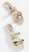 Alexandre Birman Clarita Metallic Leather Flat Espadrille Sandals In Gold