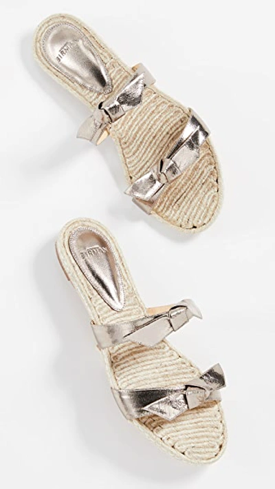 Alexandre Birman Clarita Metallic Leather Flat Espadrille Sandals In Gold